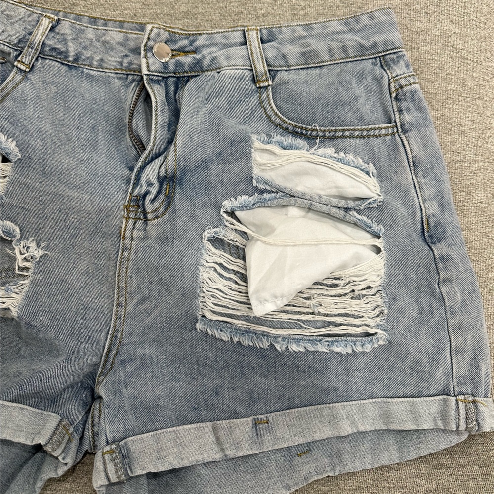 ASOS Light Blue Distressed Denim Shorts